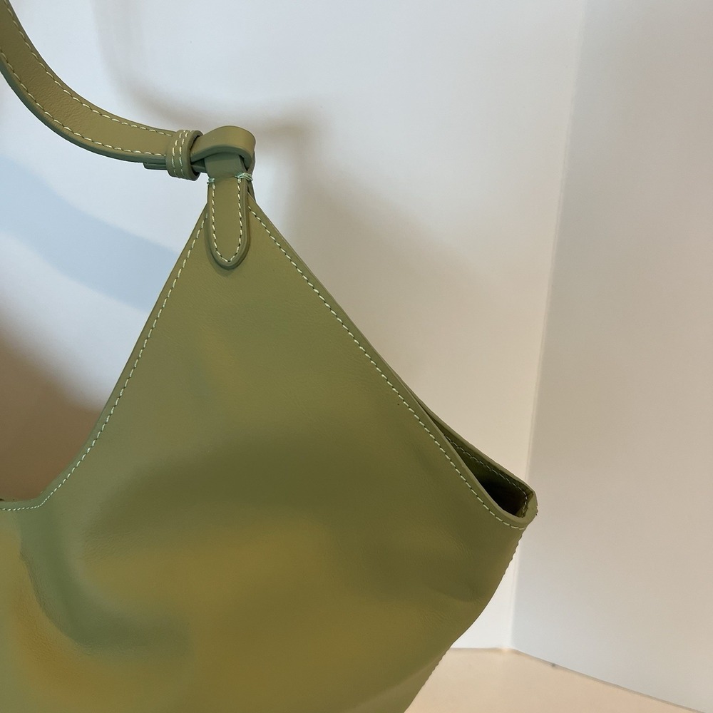 New With Tag‎ VIOLA CASTELLANI Made In Italy Green Leather Hobo With Oval Bottom - Picture 2 of 9
